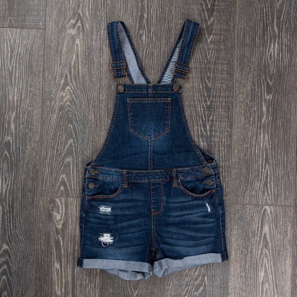 So Dark Blue Denim Short Overalls 14